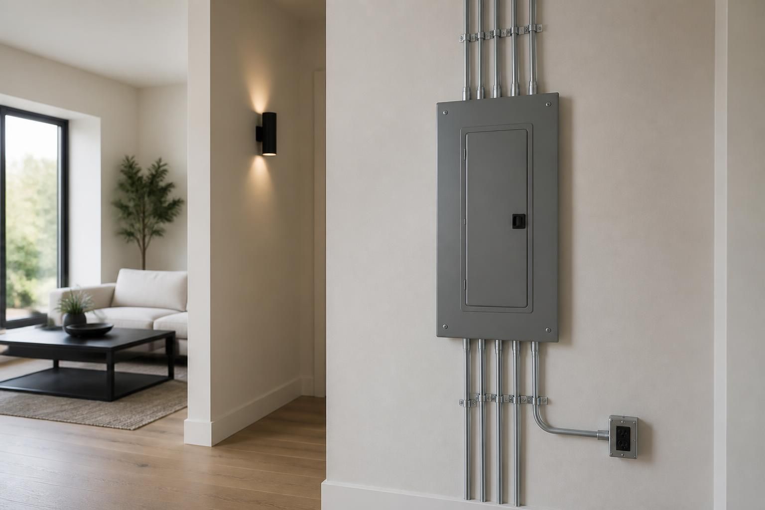 Polished finished electrical work in a distinct modern interior