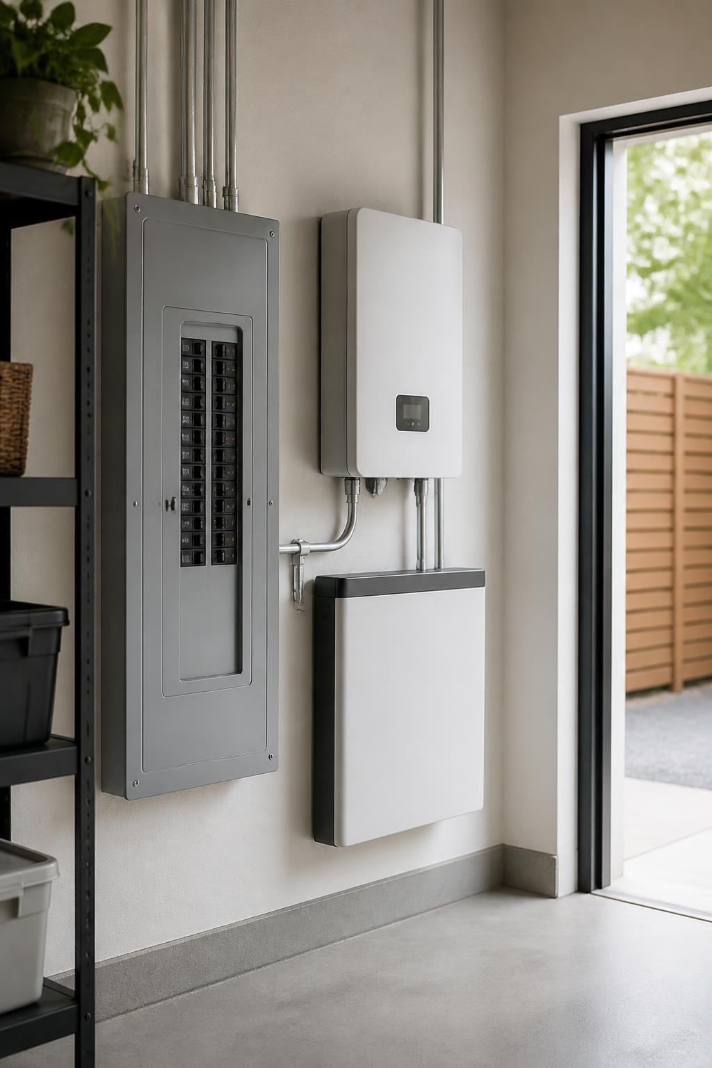 Finished utility room with a clean electrical panel upgrade