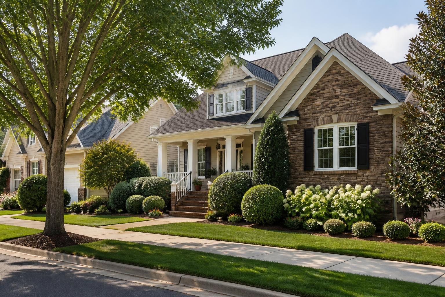 Welcoming Fort Mill neighborhood with a well-kept home exterior