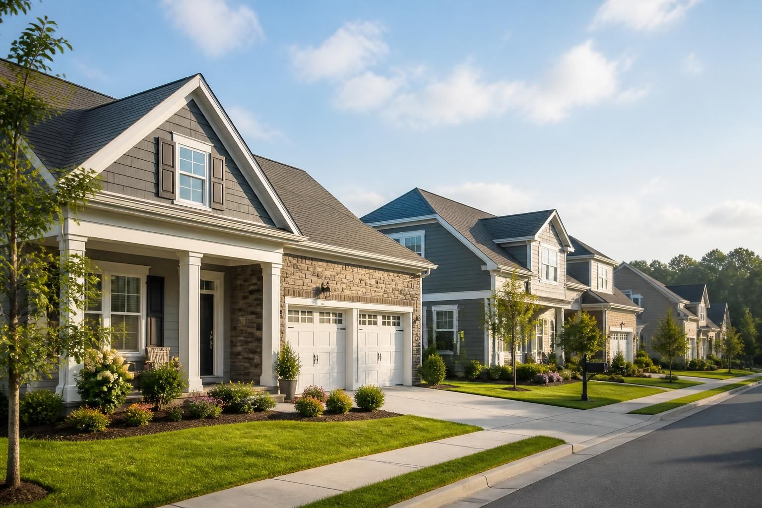Indian Land neighborhood with newer homes and landscaped yards