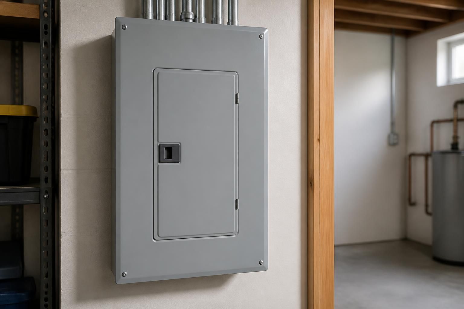 Upgraded electrical panel in a clean utility room